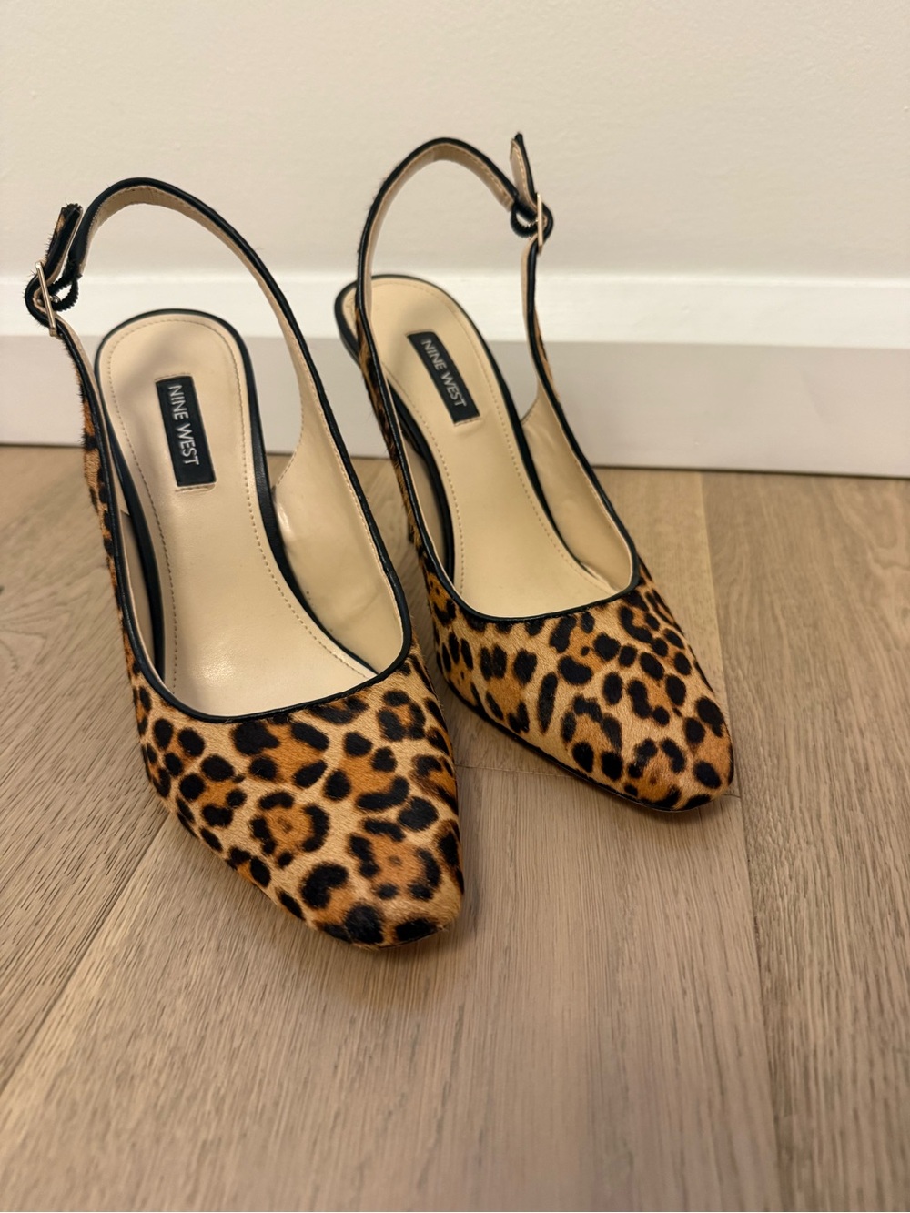 Nine West Leopard-Print Slingback Pumps - Tan/Black
